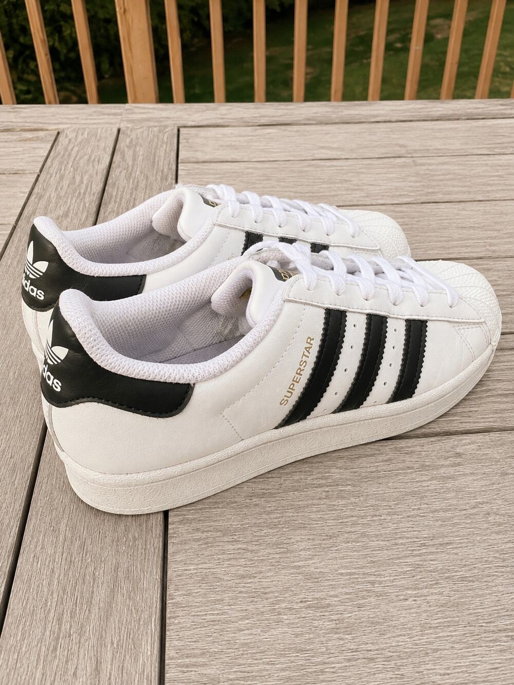 Adidas Superstar Youth Size 3.5 White Black Shell Toe Sneakers Shoes